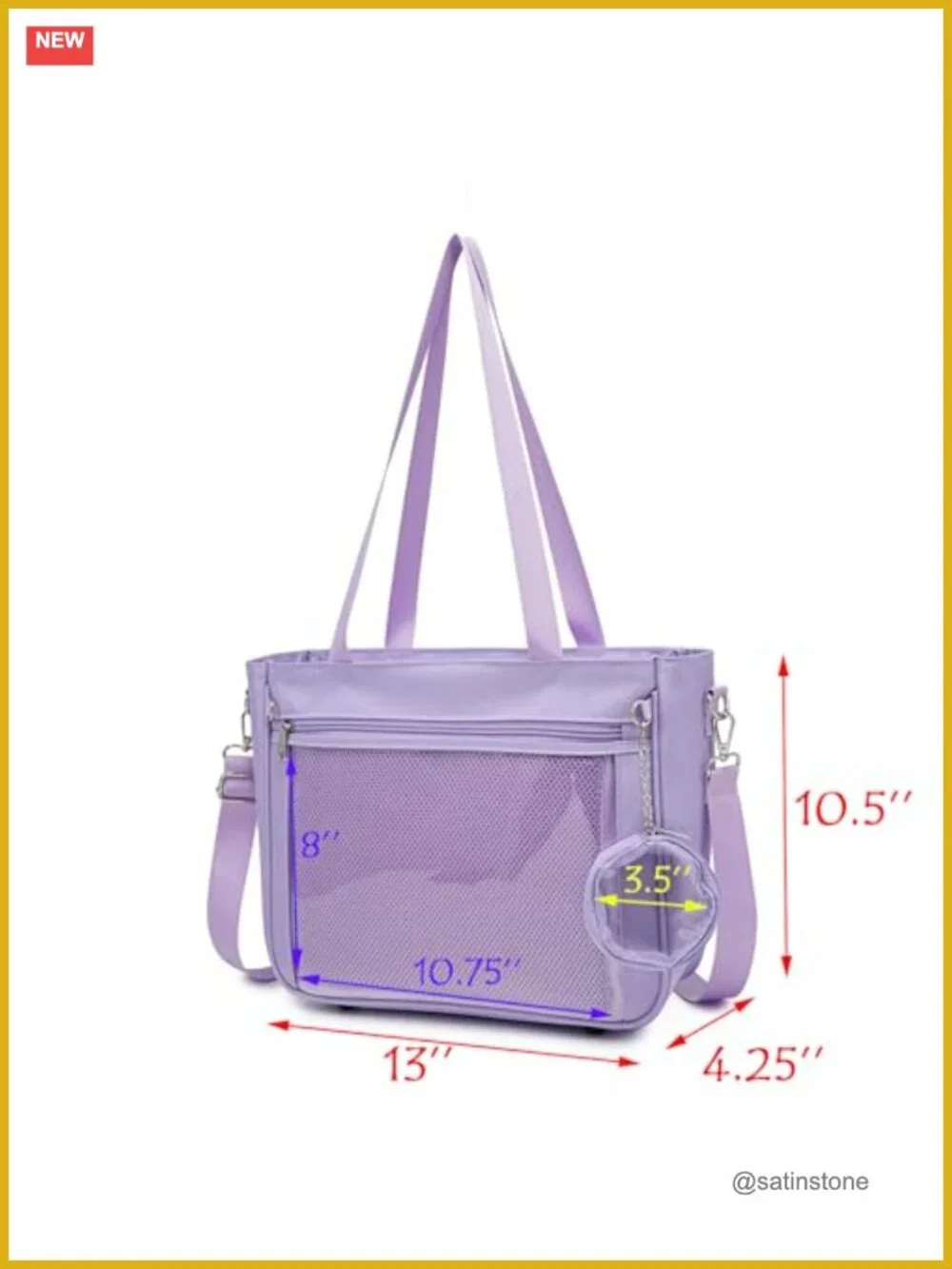 Canvas Ita Bag with Pin Display Window Adjustable Strap